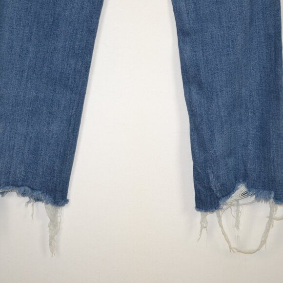 Risen Jeans Womens 11/30 Blue Distressed Frayed Hem High Rise Straight Leg Blue - Picture 6 of 9